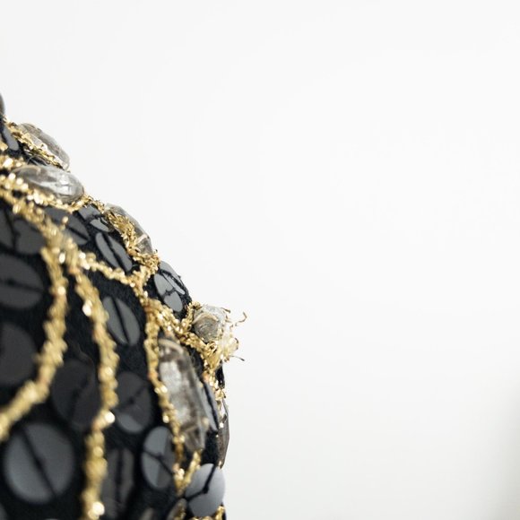 Vintage 80s S/M Vine Bedazzled Sequin Blazer Black - Picture 3 of 7